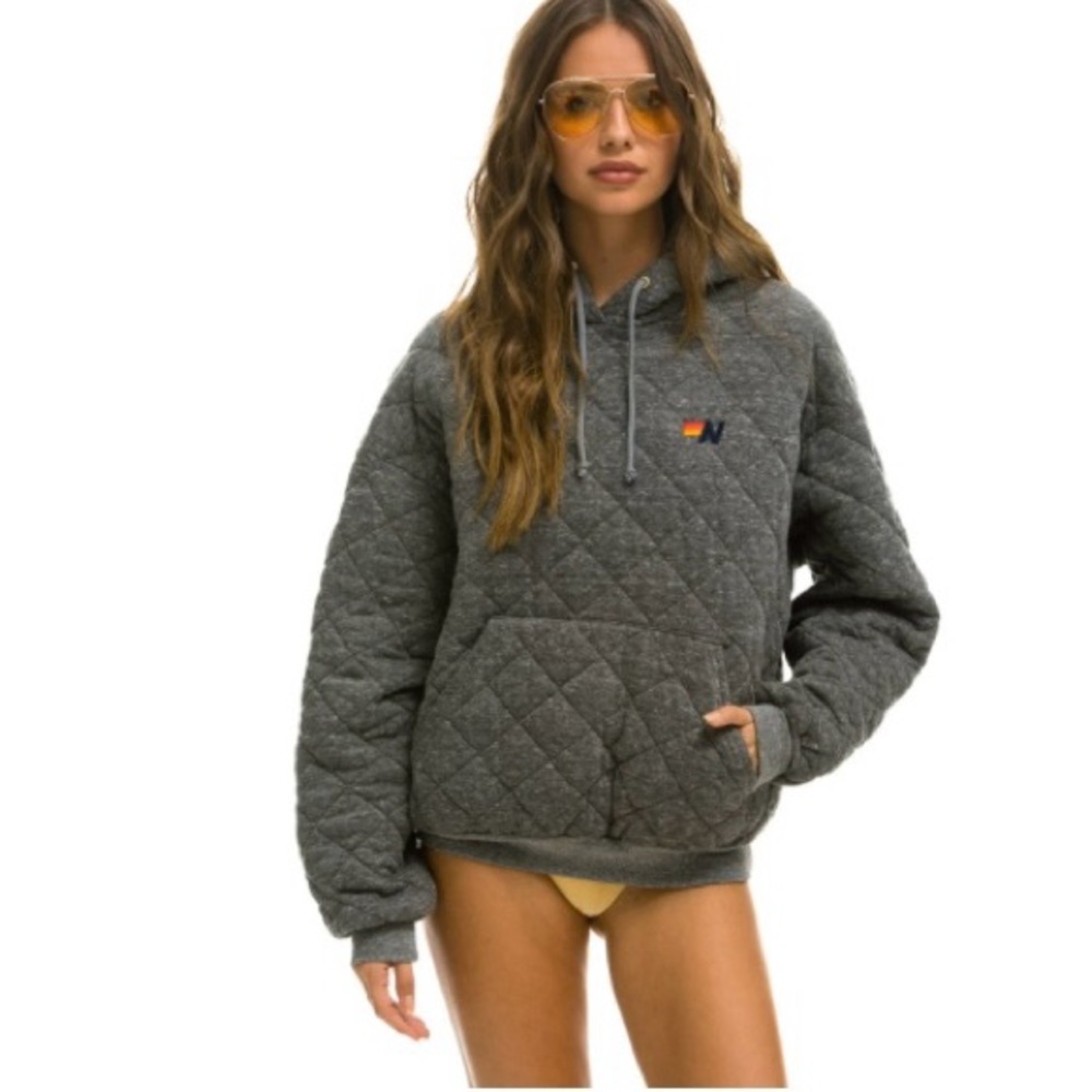 Aviator Nation Quilted Gray Hoodie